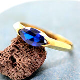 Gümüş Yüzük - Jale 1.20CT Nano Safir Taşlı Kadın 925 Ayar Gümüş Yüzük-Kadın 925 Ayar Hediyelik Yüzük