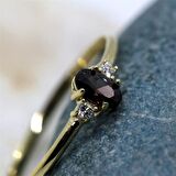 0.70CT Smoky Taşlı 0.10 Pırlanta(Signity)Tria Evlilik Teklifi 14 Ayar Altın Yüzük-Hediye Altın Yüzük