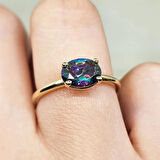 Gümüş Yüzük - 2.60 Ct Lopez Mistik Topaz Tektaş 925 Ayar Gümüş Yüzük - Tek Taş 925 Ayar Gümüş Yüzük