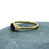 Gümüş Yüzük - Safir Carolin Alyans Yüzük - 0.40 Ct Nano Safir 925 Ayar Gümüş Evlilik Teklifi Yüzük