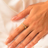 Gümüş Yüzük - Kalp Sadakat Yemini Firuze Taşlı 925 Ayar Gümüş Sıralı Yüzük-Kalp Hediye Gümüş Yüzük