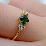 Gümüş Yüzük - 0.40Ct Zümrüt (Yeşim Taşı) Carolin Alyans Yüzük - Evlilik Teklifi 925 Ayar Gümüş Yüzük