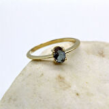 Gümüş Yüzük - 0.70 CT Pırlanta Möntörü Doğal Zultanit Taşlı Evlilik Teklifi 925 Ayar Gümüş Yüzük