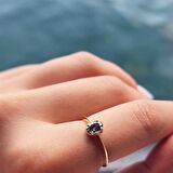 Mistik Topaz Oval Taşlı Spor TekTaş 14 Ayar Altın Yüzük-Hediye Altın Yüzük