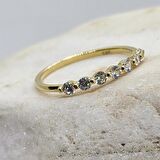 Yedi Taşlı Minimal Alyans Modern Eklem Yüzügü-14 Altın Hediye Yüzük Roz Altın-Hediye Altın Yüzük