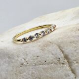 Yedi Taşlı Minimal Alyans Modern Eklem Yüzügü-14 Altın Hediye Yüzük Roz Altın-Hediye Altın Yüzük