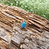 1,05 CT Firuze 0,30 CT Pırlanta (Signty) Taşlı Anturajlı Vintage Tasarım Modern 14 Ayar Altın Yüzük