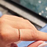 Elis Burma Telli Taşsız Evlilik Alyansı- Modern Tasarım Minimal 14 Ayar Altın Hediye Tarz Yüzük