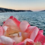 0.90CT Pembe Ouartz Tektaş Evlilik Teklifi Pırlanta Montörü Estetik Tektaş 14 Ayar Altın Tarz Yüzük