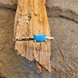 Gümüş Yüzük - 0.35 Karat Firuze Taşlı Eskitme Minimal Tasarım 925 Ayar Gümüş Yüzük - Hediyelik Yüzük