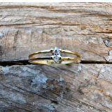 Gümüş Yüzük - Mila 0.30CT Swarovski Tektaş Minimal Tasarım Gümüş Yüzük- Hediyelik Tektaş Gümüş Yüzük