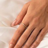 Gümüş Yüzük - Tria Swarovski Taşlı Modern Evlilik Teklifi Yüzüğü - Minimal Hediyelik Gümüş Yüzük