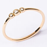 Gümüş Yüzük - Tria Swarovski Taşlı Modern Evlilik Teklifi Yüzüğü - Minimal Hediyelik Gümüş Yüzük