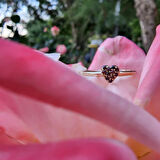 Gümüş Yüzük - Love Kalp Şampanya Renkli Minimal Gümüş Yüzük-Hediye Düz Kol Minik Taşlı Gümüş Yüzük