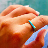 Gümüş Yüzük - Kalın Çizgi Kişiselleştirilebilir İsim Harf Yazılabilir Gündelik 925 Ayar Gümüş Yüzük