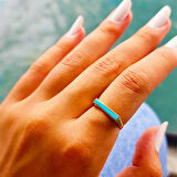 Gümüş Yüzük - Kalın Çizgi Kişiselleştirilebilir İsim Harf Yazılabilir Gündelik 925 Ayar Gümüş Yüzük