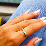 Gümüş Yüzük - Kalın Çizgi Kişiselleştirilebilir İsim Harf Yazılabilir Gündelik 925 Ayar Gümüş Yüzük