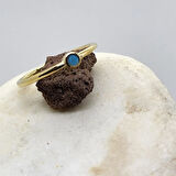 Gümüş Yüzük - Lal Sade 0.20CT Firuze Tektaş Yüzük-Tasarım Minimal Parlak Gündelik Gümüş Tektaş Yüzük