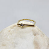 Gümüş Yüzük - 0.25CT Pırlanta Montörü (Swarovski) Taşlı Kare Kol Tasarım 925 Ayar Gümüş Tektaş Yüzük