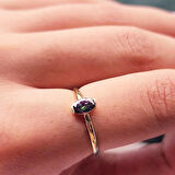 Gümüş Yüzük - 0,40CT Aleksandrit Tektaş Gümüş Yüzük-Tektaş Kadın Gümüş Yüzük-Tasarım Yüzük