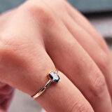 Gümüş Yüzük - 0,40CT Aleksandrit Tektaş Gümüş Yüzük-Tektaş Kadın Gümüş Yüzük-Tasarım Yüzük