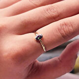 Gümüş Yüzük - 0,40CT Aleksandrit Tektaş Gümüş Yüzük-Tektaş Kadın Gümüş Yüzük-Tasarım Yüzük