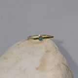 Gümüş Yüzük - 0.25 CT Pırlanta Montörü (Firuze) Taşlı Kare Kol Tasarım 925 Ayar Gümüş Tektaş Yüzük