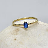 Gümüş Yüzük - 0.40 CT Safir Tektaş Gümüş Yüzük-Safir Tektaş Kadın Gümüş Yüzük-Safir Gümüş Yüzük