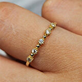 Gümüş Yüzük - Beş Taş 0.45CT Pırlanta Montörü Evlilik Alyansı-Swarovski Taşlı Hediyelik Gümüş Alyans