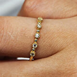 Gümüş Yüzük - Beş Taş 0.45CT Pırlanta Montörü Evlilik Alyansı-Swarovski Taşlı Hediyelik Gümüş Alyans