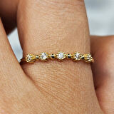 Gümüş Yüzük - Beş Taş 0.45CT Pırlanta Montörü Evlilik Alyansı-Swarovski Taşlı Hediyelik Gümüş Alyans