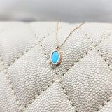  0,50CT Firuze(Turkuaz)Sade Minimal Tasarım Tarz 14 Ayar Altın Doğal Taşlı Kolye-Zümrüt Altın Kolye