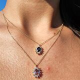 0,95 CT Aleksandrıt 0,25 CT Pırlanta (Signity) Taşlı Anturajlı Vintage 14 Ayar Altın Tasarım Kolye
