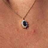 0,95 CT Aleksandrıt 0,25 CT Pırlanta (Signity) Taşlı Anturajlı Vintage 14 Ayar Altın Tasarım Kolye