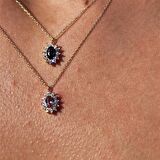 0,95 CT Aleksandrıt 0,25 CT Pırlanta (Signity) Taşlı Anturajlı Vintage 14 Ayar Altın Tasarım Kolye