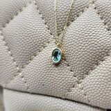 1.05 CT Green Topaz Sade 14 Ayar Altın Tasarım Modern Kolye-Green Topaz Kolye Tasarım Hediye Kolye