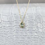 1.05 CT Green Topaz Sade 14 Ayar Altın Tasarım Modern Kolye-Green Topaz Kolye Tasarım Hediye Kolye