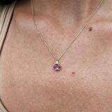1.15CT Sultanayt 0,20CT Pırlanta(Signty)Sade Modern Tasarım Minimal Doğal Taşlı 14 Ayar Altın Kolye