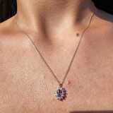 0,95 CT Sultanayt 0,25 CT Pırlanta (Signity) Taşlı Anturajlı Vintage 925 Ayar Gümüş Tasarım Kolye