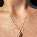 0,95 CT Sultanayt 0,25 CT Pırlanta (Signity) Taşlı Anturajlı Vintage 925 Ayar Gümüş Tasarım Kolye