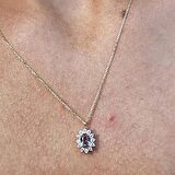 0,95 CT Sultanayt 0,25 CT Pırlanta (Signity) Taşlı Anturajlı Vintage 925 Ayar Gümüş Tasarım Kolye