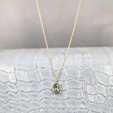 1.05 CT Green Topaz Sade 925 Ayar Gümüş Tasarım Modern Kolye-Green Topaz Kolye Tasarım Hediye Kolye