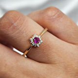 Ruby (Lal Taşı) Gül Evlilik Teklifi Yüzüğü Hediye 925 Ayar Kadın Gümüş Yüzük-Evlilik Teklifi Yüzüğü