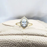 Gümüş Yüzük - 0.80 Karat Pırlanta Monturü Zirkon Taşlı Tasarım Evlilik Teklifi 925 Ayar Gümüş Yüzük