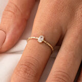 Gümüş Yüzük - Afrodit Eskitme Oval Zirkon Evlilik Teklifi 925 Ayar Gümüş Yüzük-Hediye Gümüş Yüzük