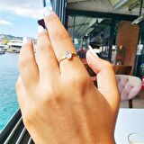 Signity Swarovski Taşlı Tek Taş Evlilik Teklifi Yüzüğü-0.90 Karat Kristal Opal 14 Ayar Altın Tek Taş Yüzük