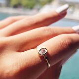 Signity Swarovski Taşlı Tek Taş Evlilik Teklifi Yüzüğü-0.90 Karat Kristal Opal 14 Ayar Altın Tek Taş Yüzük