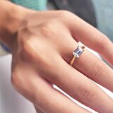 1.10 Karat Pırlanta Signity Swarovski Octagon Pırlanta Montörü Tektaş 14 Ayar Altın Evlilik Teklifi Yüzüğü