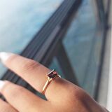 1.10 Karat Smoky Taşlı Octagon Pırlanta Montörü 14 Ayar Altın Evlilik Teklifi Yüzüğü