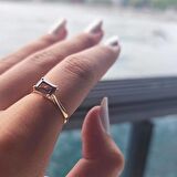 1.10 Karat Smoky Taşlı Octagon Pırlanta Montörü 14 Ayar Altın Evlilik Teklifi Yüzüğü